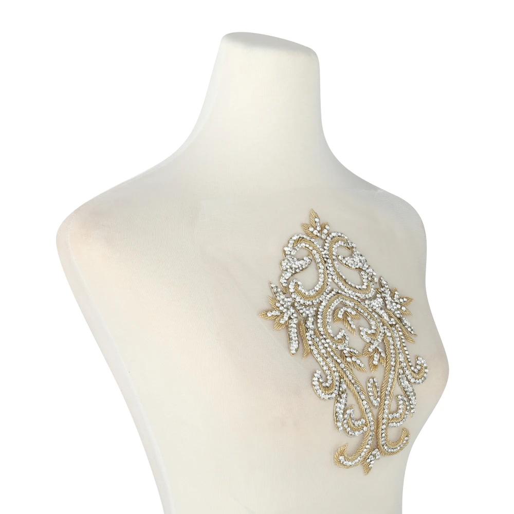 Wholesale bling bling crystal whole piece cover body lace patch rhinestone appliques