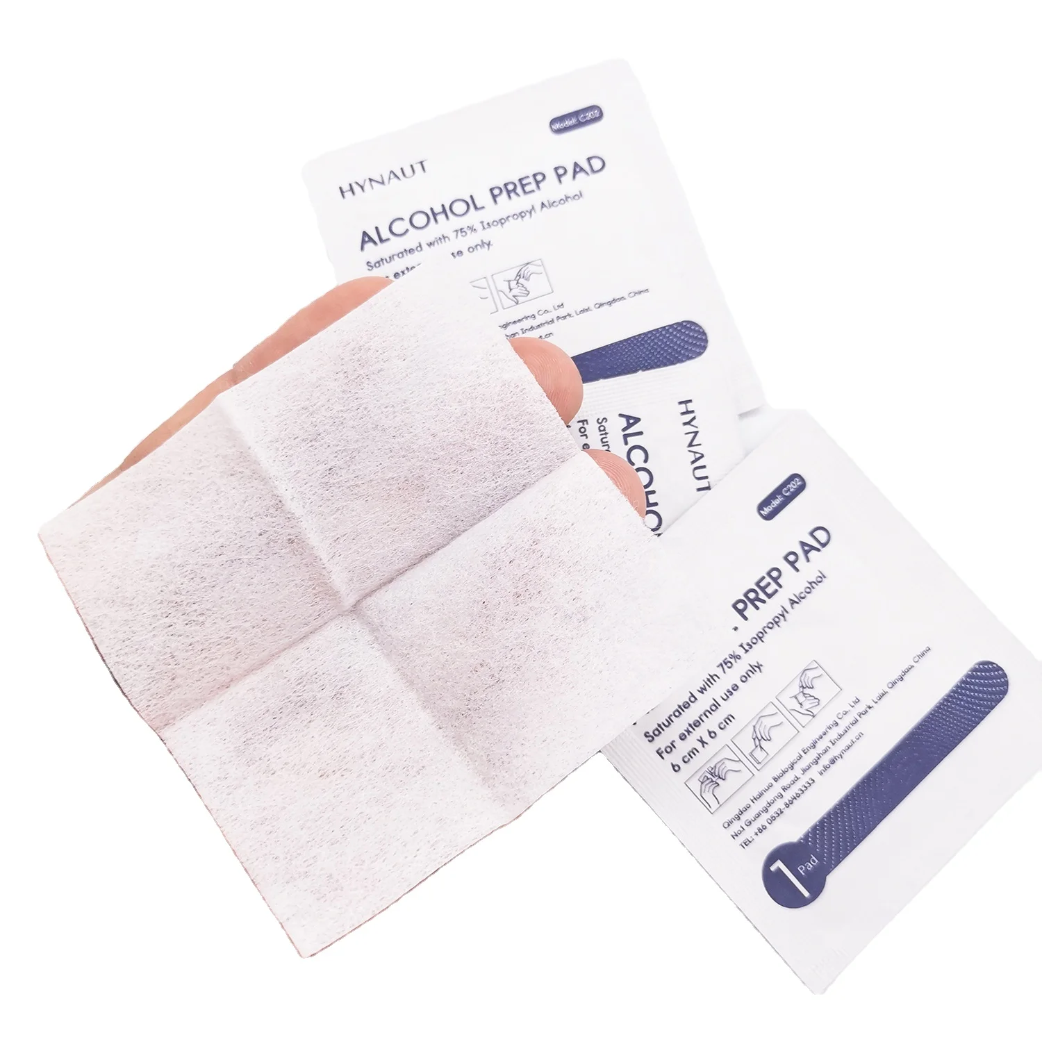 HYNAUT OEM ODM 6*3cm/6*6cm/12*12cm 70% Isopropyl Alcohol Prep Pads alcohol wipe