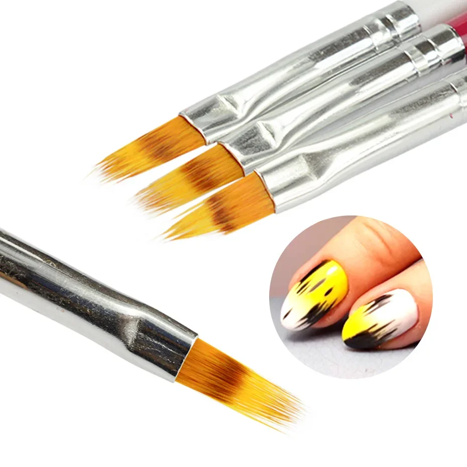 1PC Gradient Bloom Nail Art Painting Brush Black Wood Handle Nylon Hair Ombre Brush