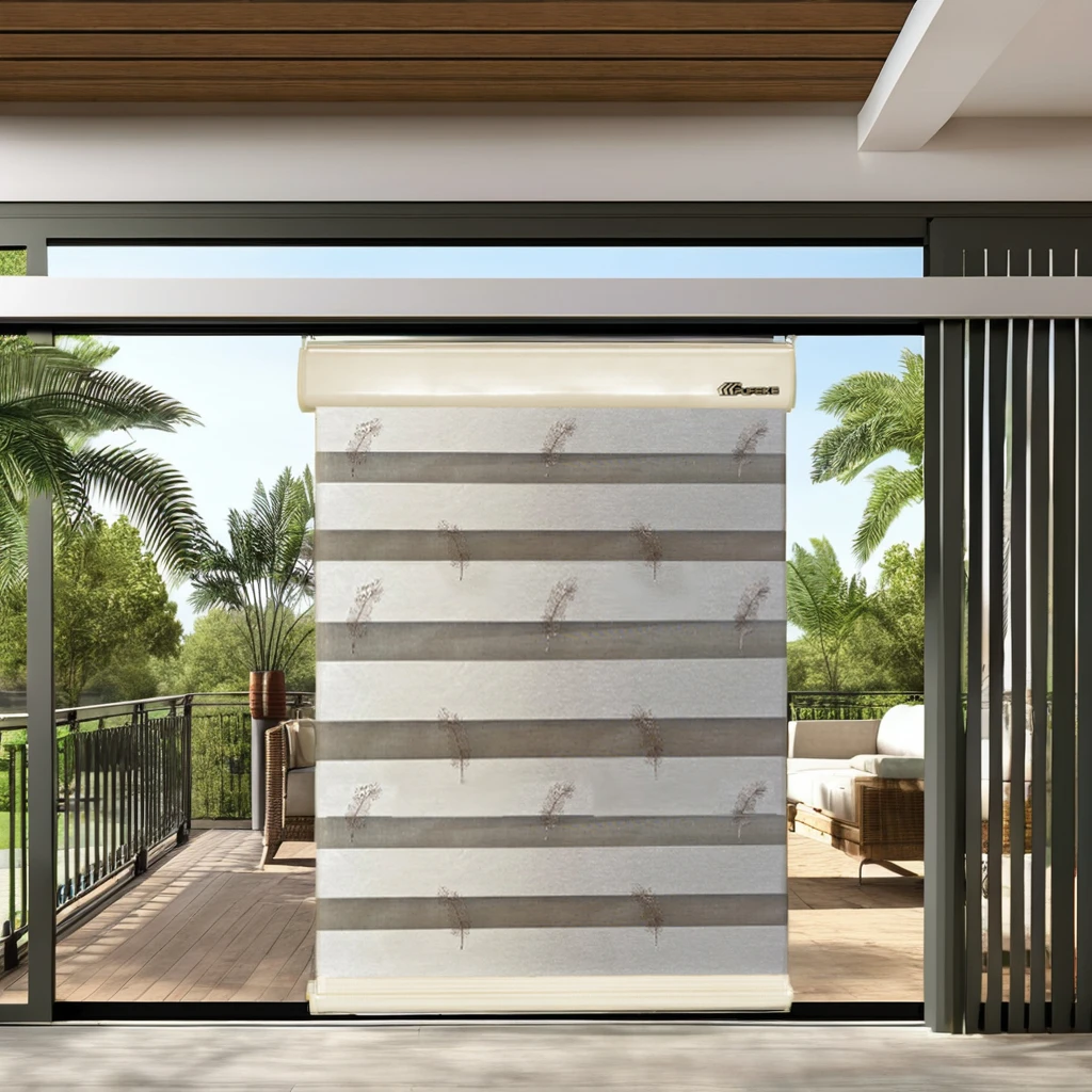 Zebra Blinds Electric Cordless and Remote Controlled Roller Shades Blackout Fabric for French Windows Home Use Zebra Blinds