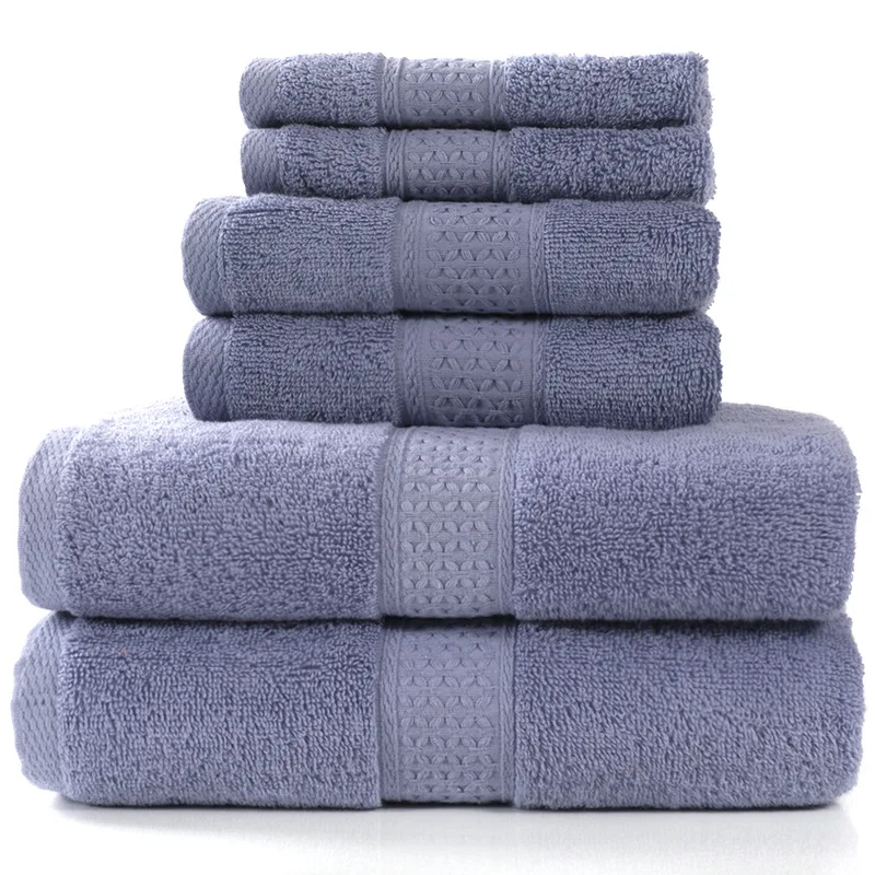Custom 100% Turkish Cotton Hotel Face Hand Bath Towel 6 Piece Gift Towel Set for bathroom shower