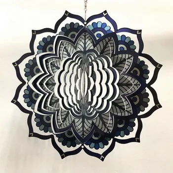 
Amazon Hotsale Mandala Stainless Steel Wind Spinner For Garden Decoration 