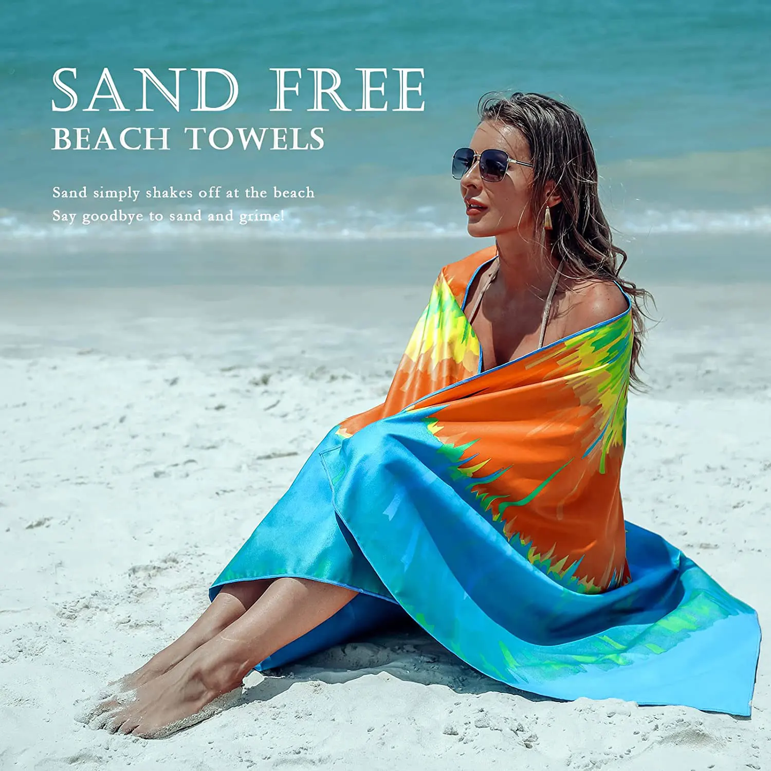 Wholesale Digital Sublimation Printed Beach Gym Sand Free Microfiber Recycled Super Large Rectangle Beach Towel With Logo Custom