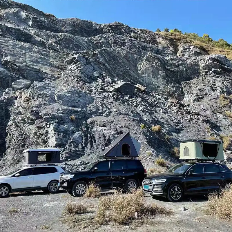 High Quality Customize Outdoor Easy Set Up aluminum hard shell camping triangle Car Roof Tent