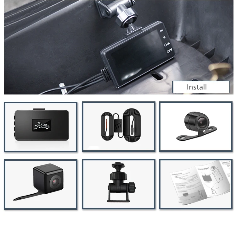 Motorbike Camera 720P 3 inch Video Recorder Dual Lens Motorcycle DVR Driving Motor Bike Camera Motorcycle Recorder