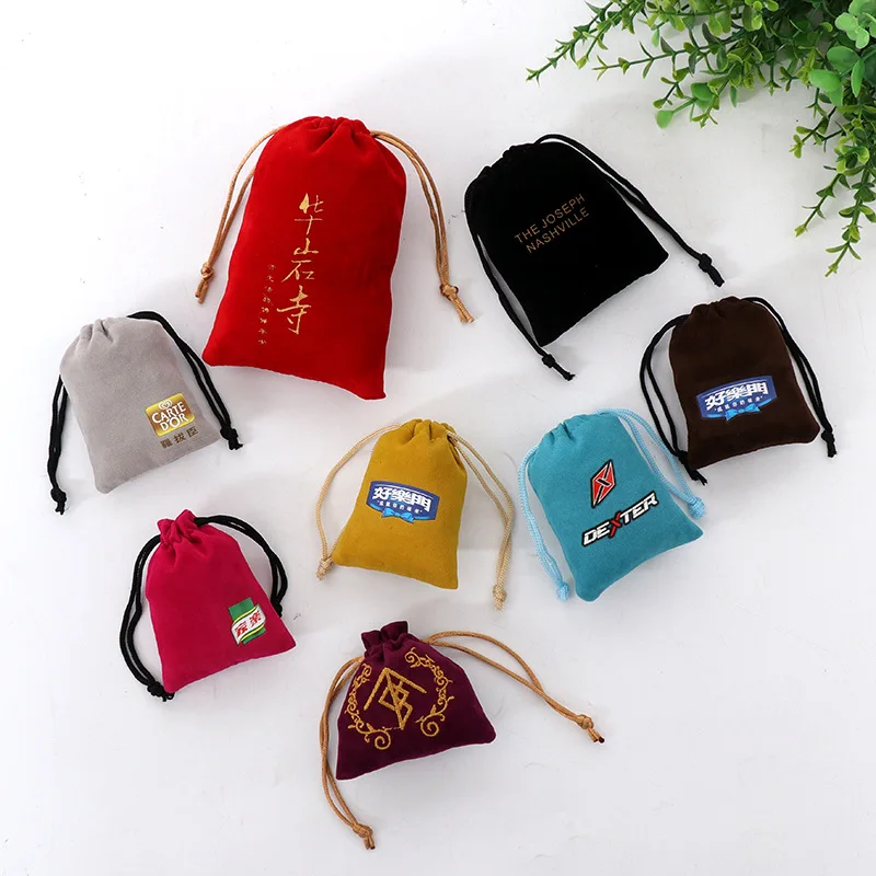 Small custom suede gift drawstring pouch bags microfiber jewelry gift bags promotional velvet gift pouch bag