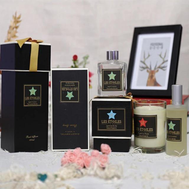 Wedding gift  set wood box packaging Scented aroma soy wax frosted candle jar with wood lid