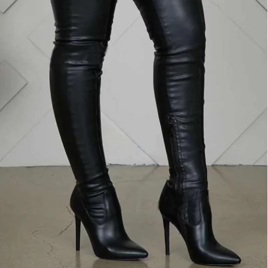 Women Shoes Over the Knee Long Boots Thigh High Flat Pu Leather Lace Up Heels And High Heels Women Boots