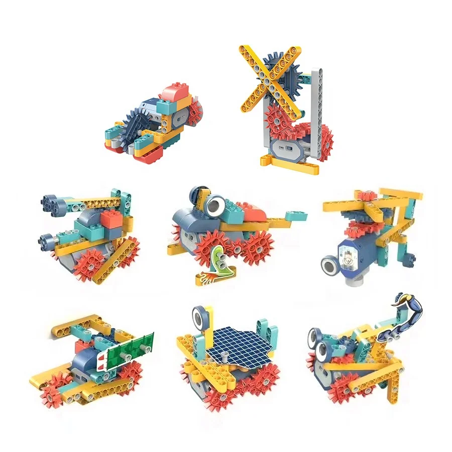 125pcs STEM toy DIY construction interlocking mechanical gear building blocks set electric motor drive engineering building toy