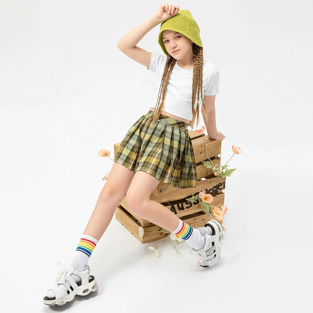 Custom Girls Tennis Wear Comfort Soft Lightweight Plaid Golf Dress with Pockets Quick Dry Pleated Tennis Skirt