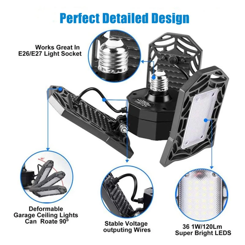 High Bay Led Deformable Garage Workshop Light Led Parking Garage Luminaires
