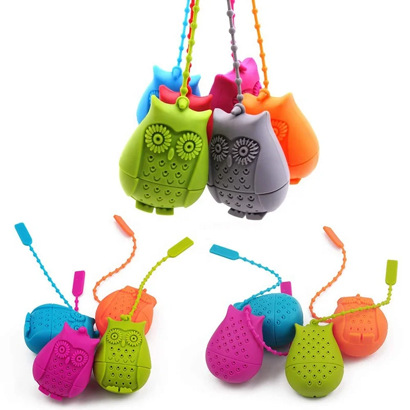 RTS Hot Sale Silicone Custom Owl Silicone Tea Infuser Strainer Mesh Tea bag Mug Silicone Tea Infuser