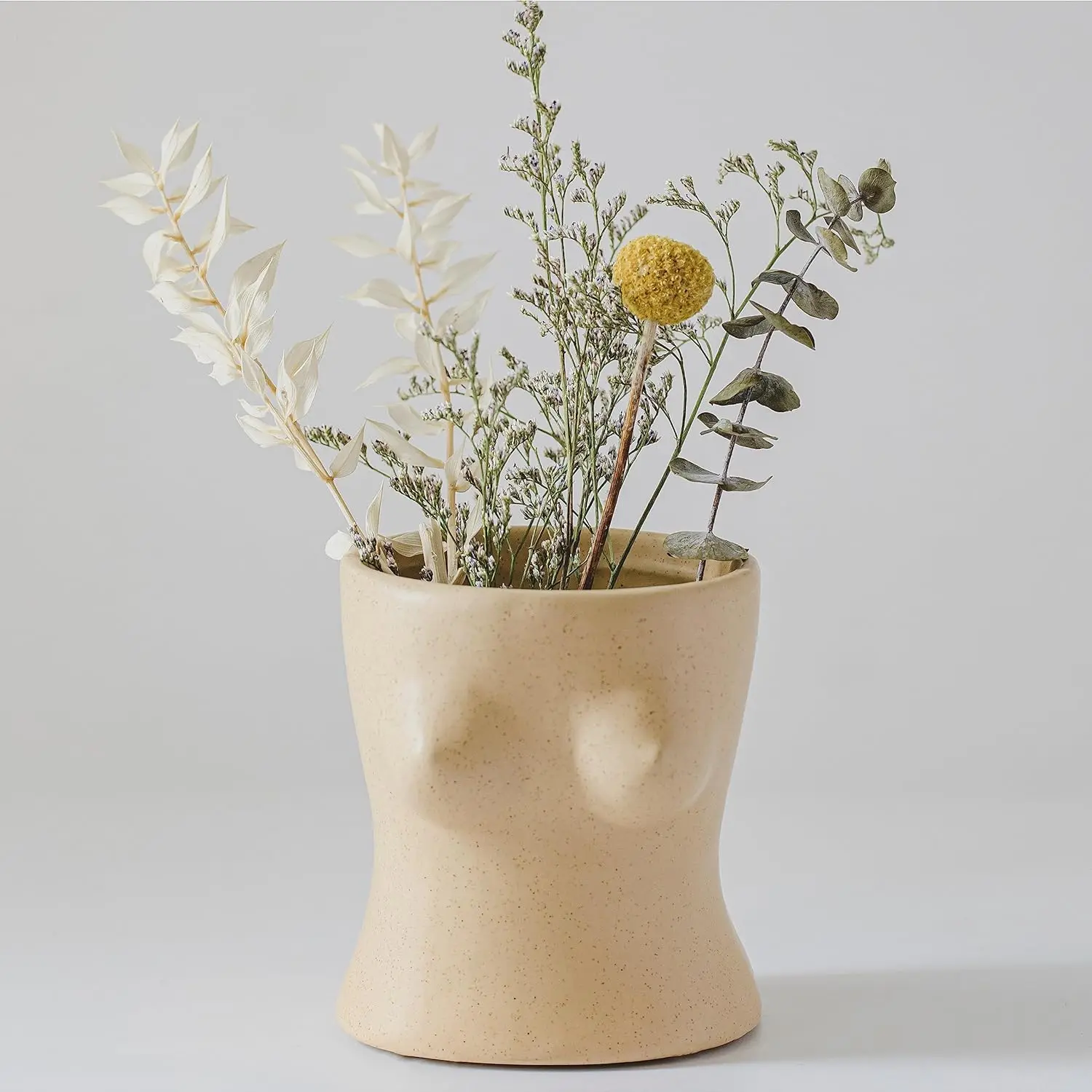 Boob Planter: Female Form Ceramic Flower Plant Vase with Drainage Hole - Unique Bust Sculpture