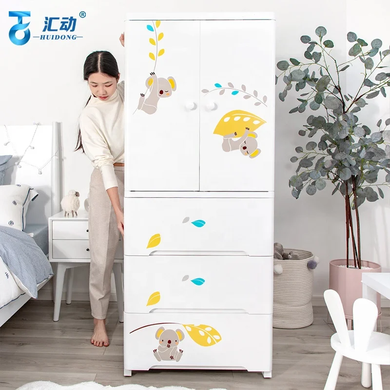 Children cartoon plastic Hanging Wardrobe bedroom kids clothes foldable multilayer Large Capacity baby Storage Cabinet