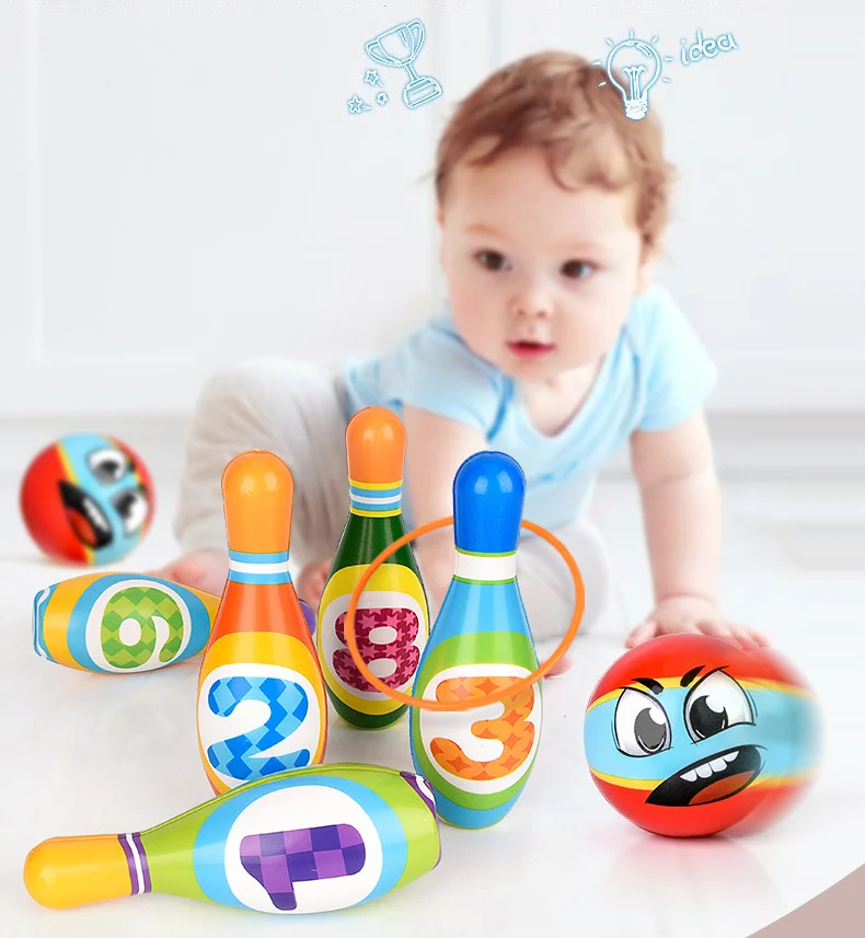 Indoor Colorful Soft Foam Parent-Child Sports Bowling Toy Kids Indoor Pu Bowling Game Toy Bowling Ball Toy Set