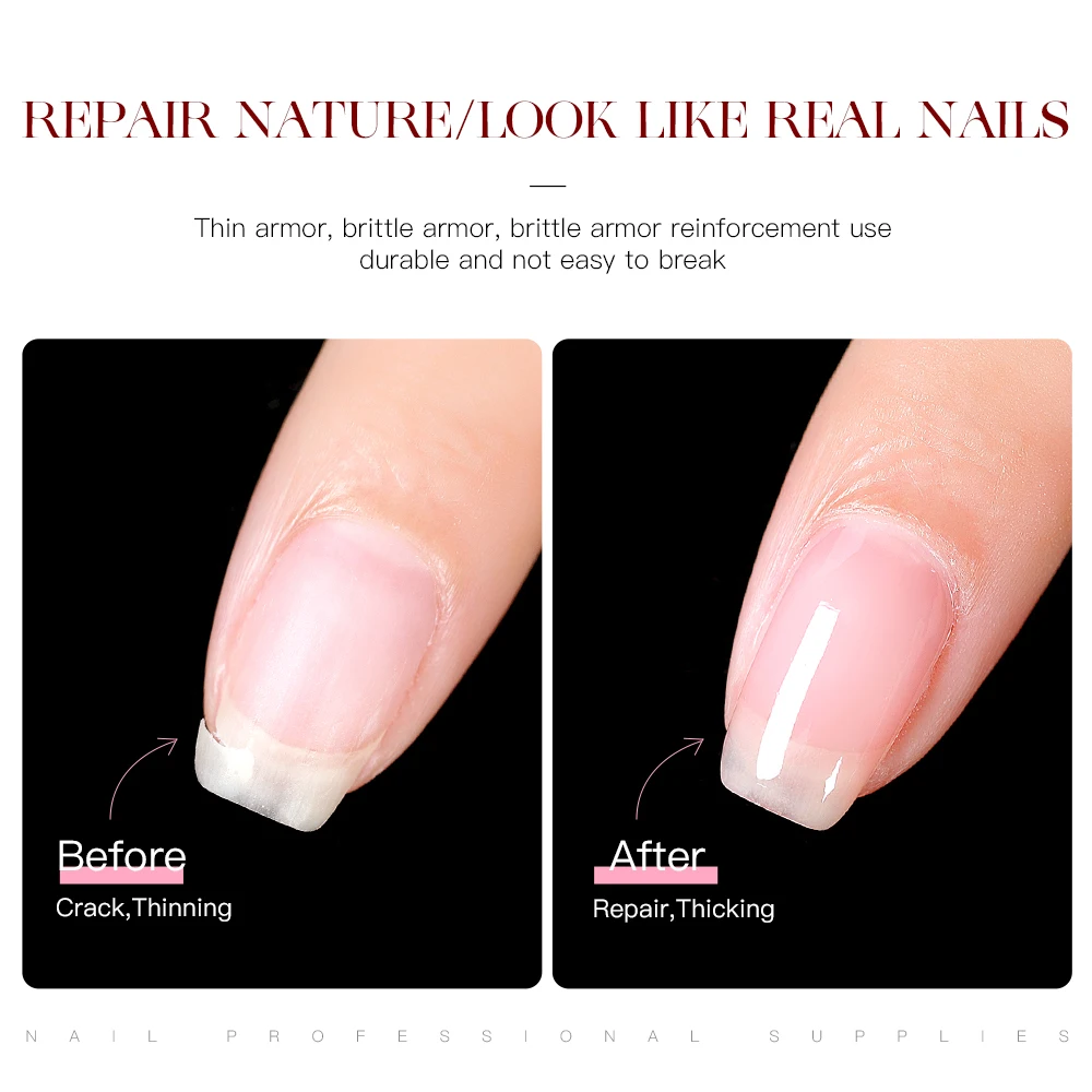 Private Label Fiber Rubber Base Gel for Broken Nail Repaired Fiberglass Clear Quick Build UV Construction Gel Soak Off Varnish