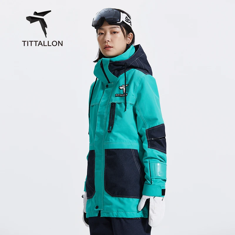 Custom Fashion Women Winter Windproof Waterproof Snowboard Ski Suit Snow Wear Jacket with Hoodie