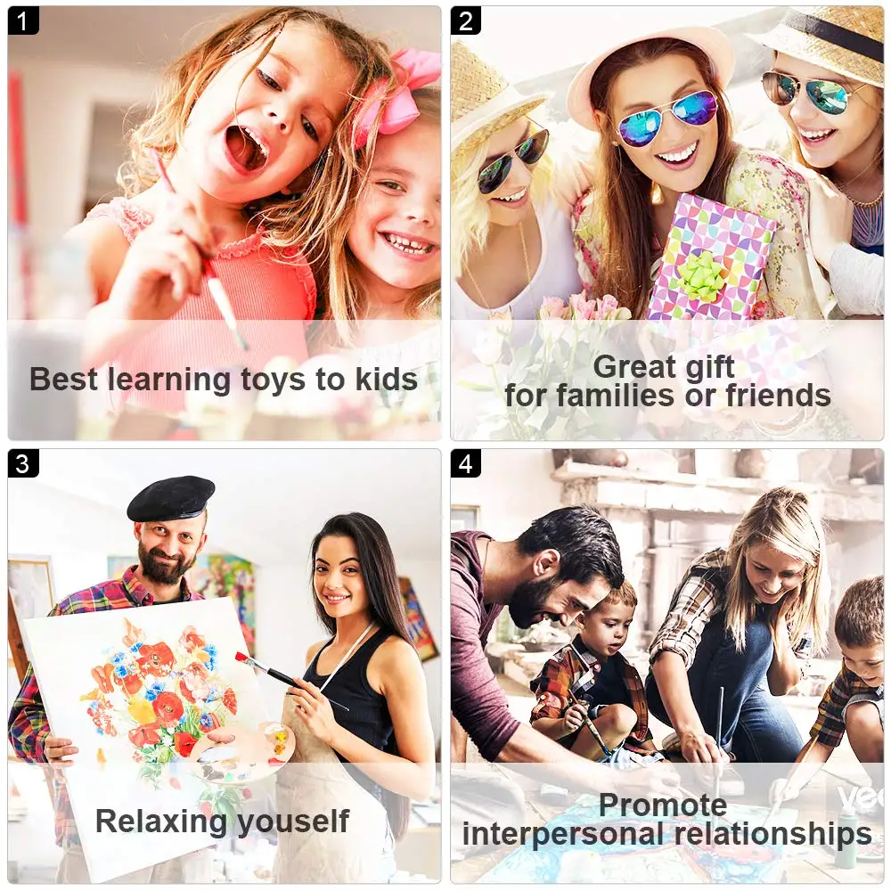 DIY Painting By Numbers For Adults Kids Color Cat 16x20 inch Animal Oil Acrylic Painting Kits With Canvas Paint Brush