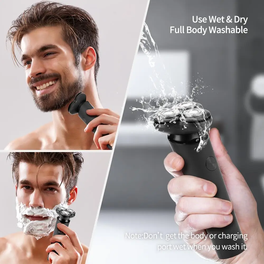 PRITECH Three-Head Floating Knife Head Cordless USB Portable Rechargeable Electric Shaver Men