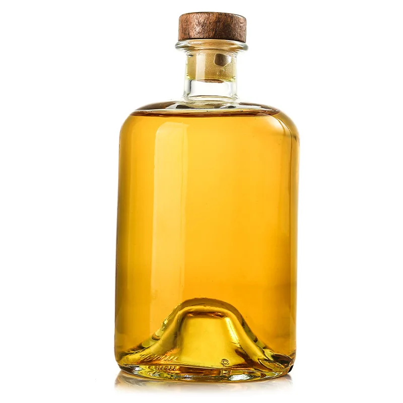 hot sale 500ml 750ml 1000ml Clear Black Nordic Round Empty Distillery Rum Whisky Spirit Gin Vodka Glass Liquor Bottle with Cork