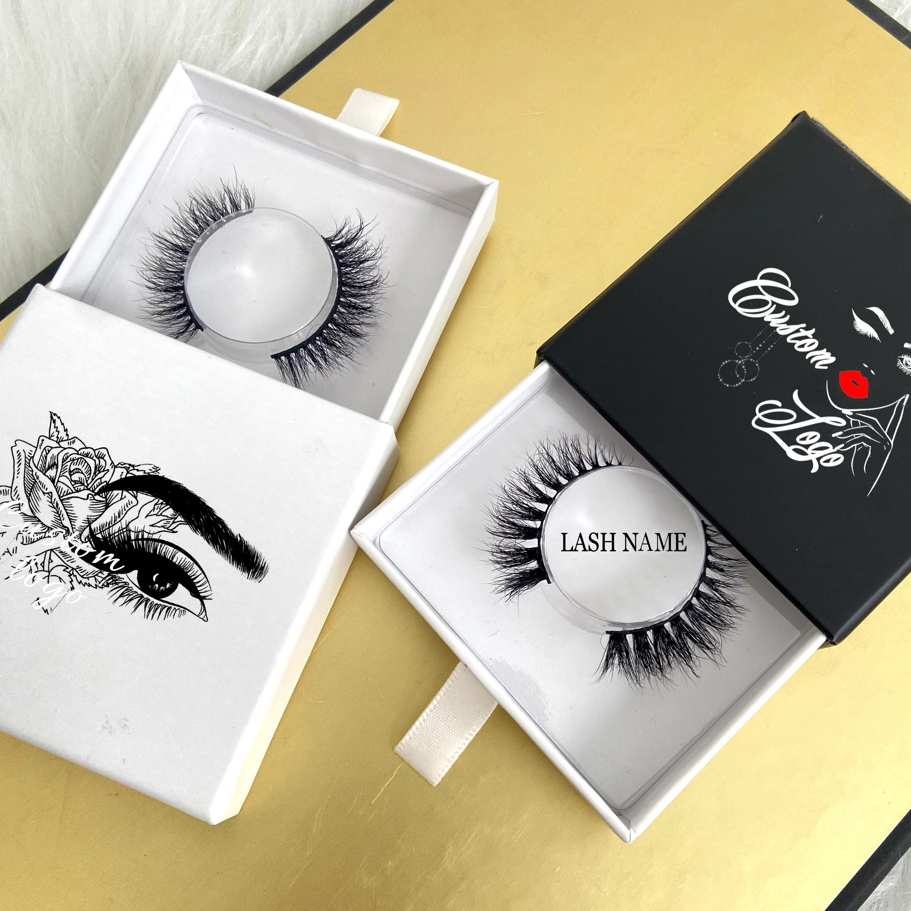 Premium hand made natural black mink lashes custom packaging box mix levels real fur lash wholesale full strip lashes makeup