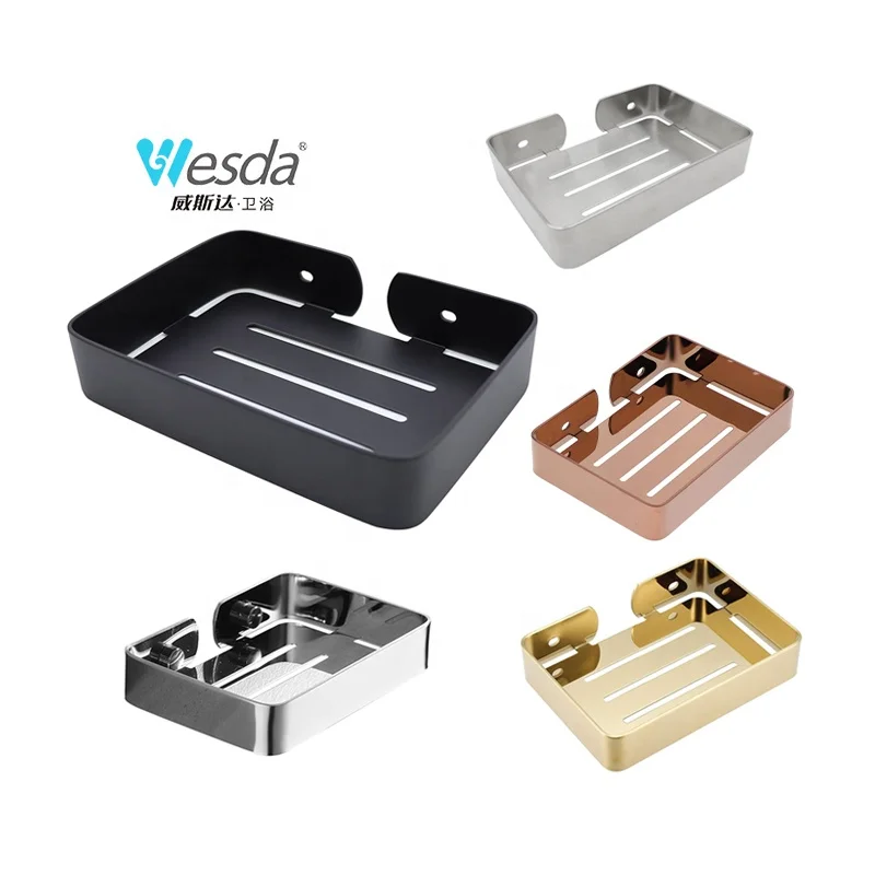 WESDA Bulk Sale Bathroom Soap Saver Tray Bathroom Toilet Kitchen Shower Wall Mounted Sponge Holder Rack Soap Dish