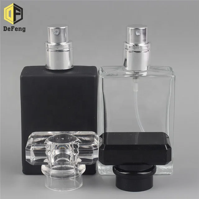 30ml Rectangle clear black perfume glass bottle glass perfume spray bottle