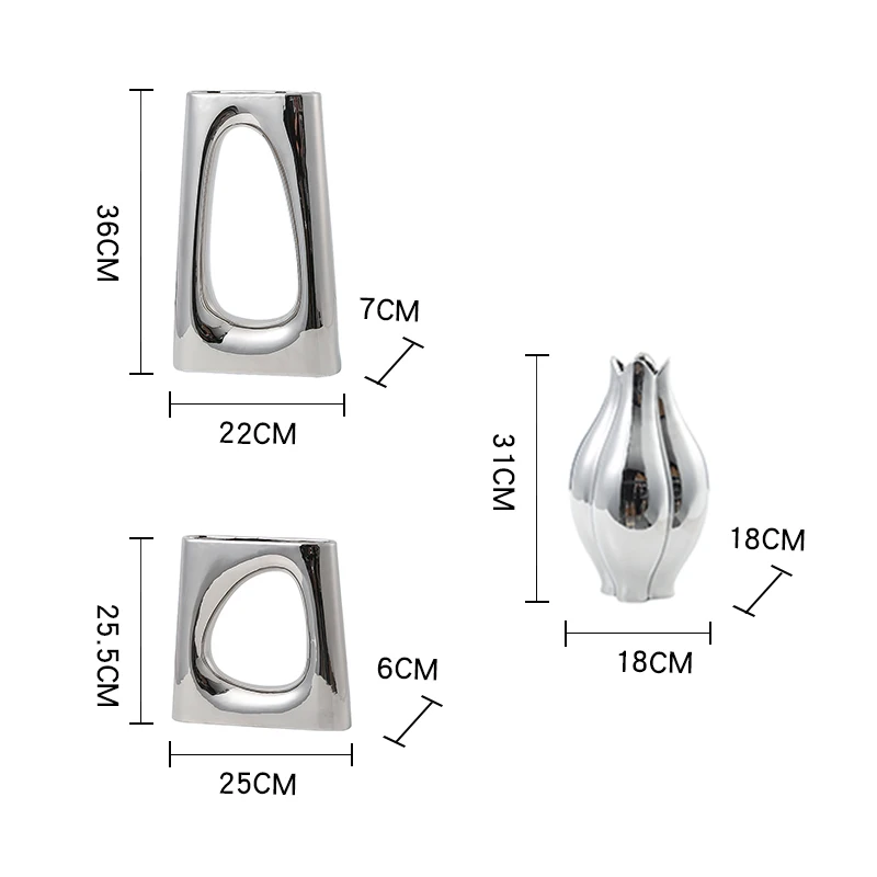 FLOLENCO Hollow Geometric Decorative Flower Vase for Interior Desktop Living Room Home Decor Ceramic Vase