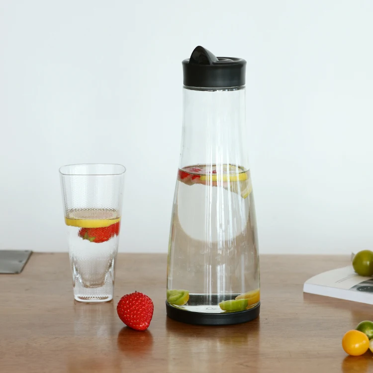 new carafe glass luxury drip-free cold water pitcher kettles jug with plastic lid and spout for home table