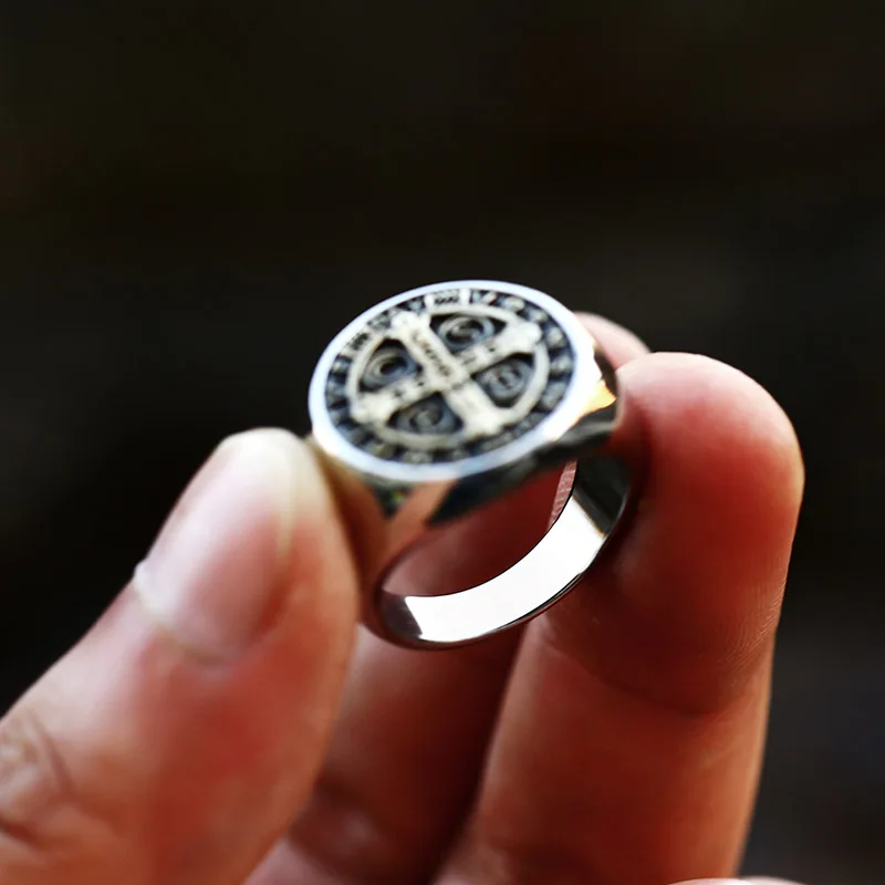 SS8-850R Steel Soldier Hot Sale Gold Silver Plated Punk Stainless Steel Cross Rings For Men Jewelry