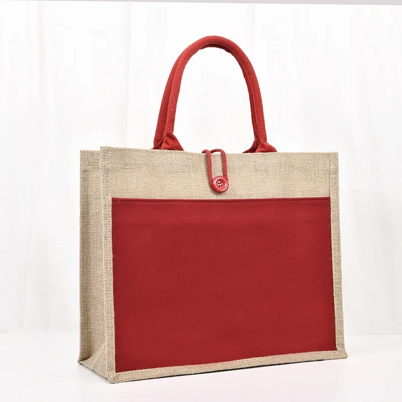 Jute Tote Bag Embroidered Navy Market Totes De Birthday Letter Lavender Mix Rope Polyester Jute Tote Bag