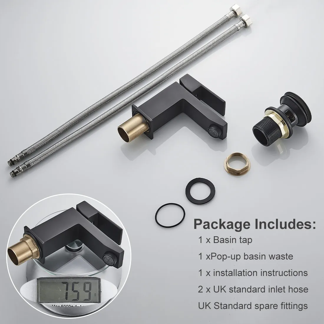 Matt Black Brass Single Handle Bathroom Faucets with Pop up Basin Waste Basin Faucet UK Basin Taps