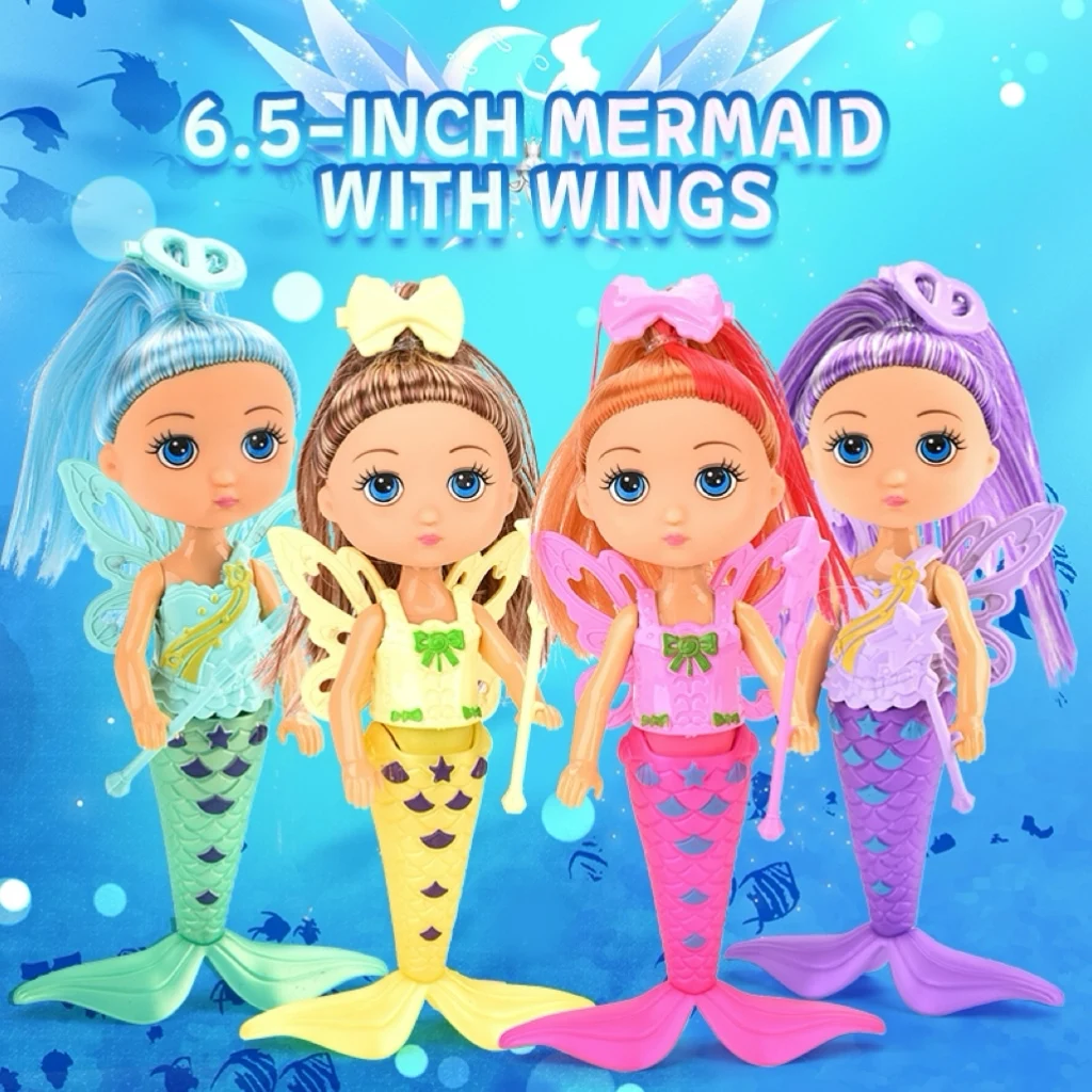 Hot Selling Mermaid With Wings Fun Dress-Up Various Shapes Joints Doll Four Colors Lifelike Adorable Toy For Kids
