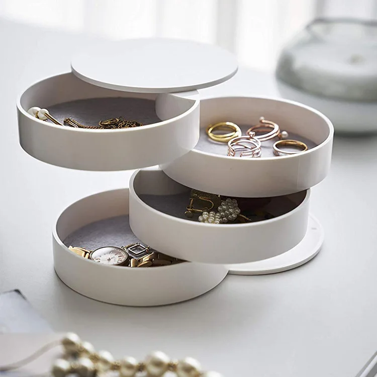 Small Jewelry Storage Box Earring Holder 5-Layer Rotating Travel Jewelry Tray Case with for Bracelets Rings Bracelets