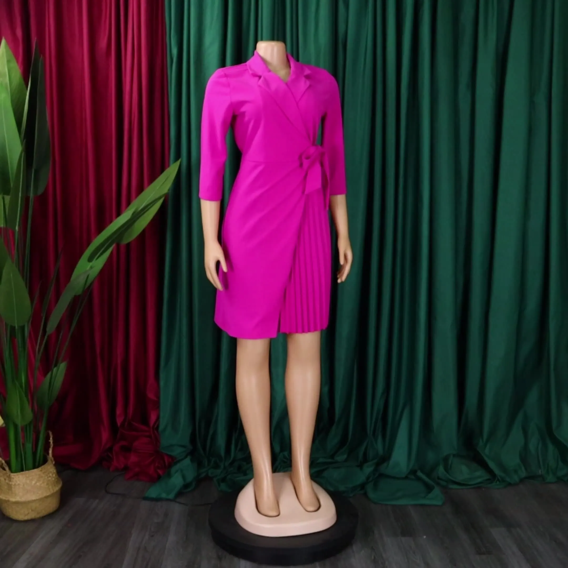 2023 New Fashionable Suit Collar Fashionable Strap Waist Fold African Blazer Dress