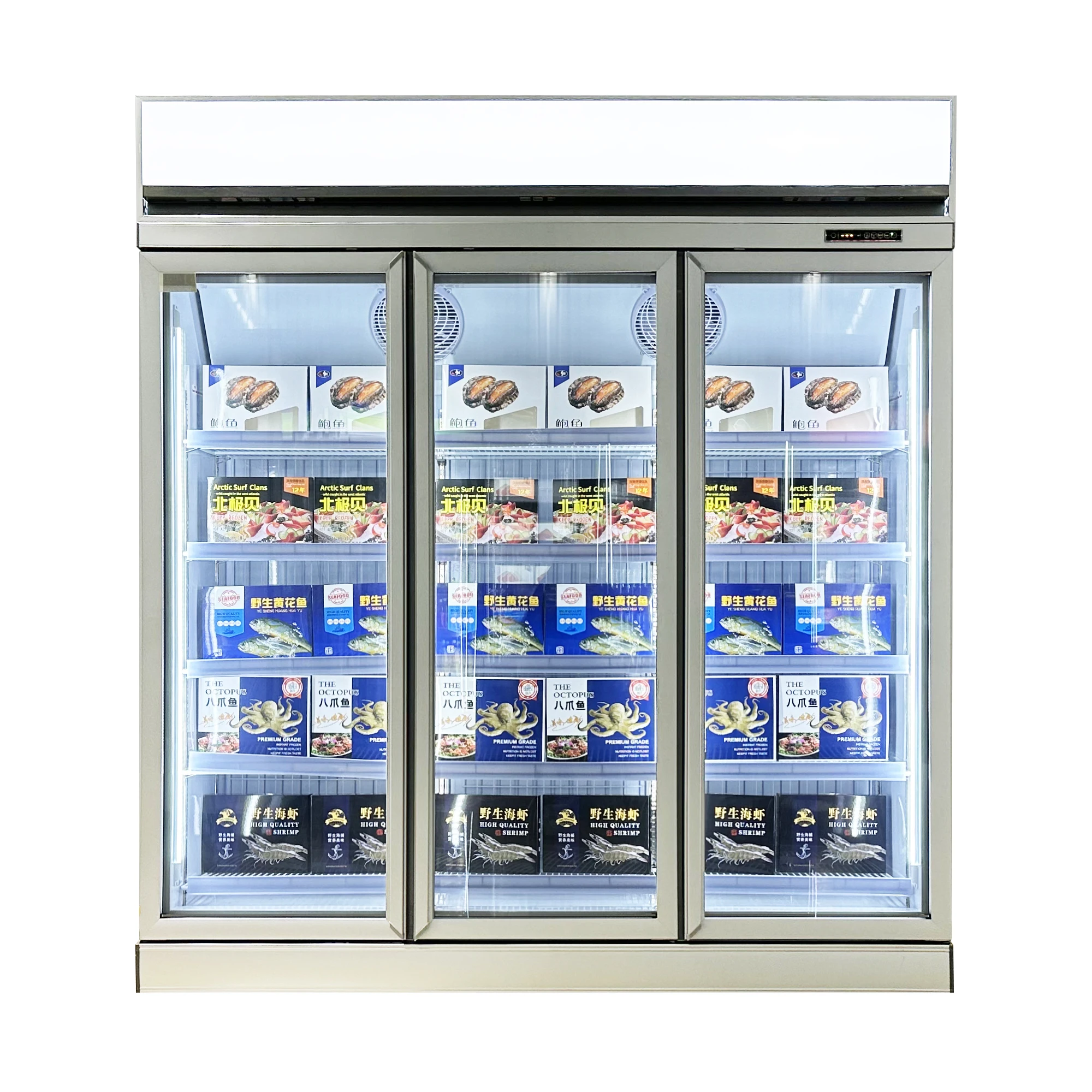 3 Door Ice Cream Vending Machine Refrigerator Side By Side Window Display Cabinet Smart Fridge With Screen