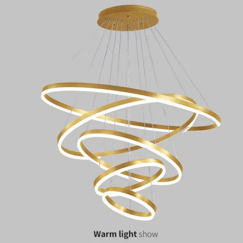 chandelier Modern Decoration steel Ring Hanging LED Pendant Lights large round circle 3 ring led pendant lamp