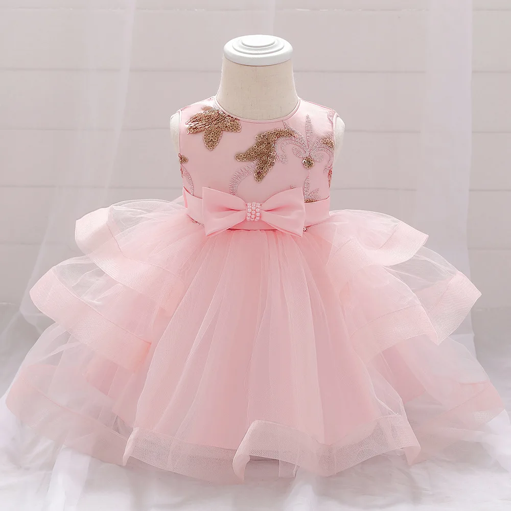 2023 Hot Sale Toddler Clothing Small Baby Girls Elegant Layered Satin Prom Dress For Party Formal dress
