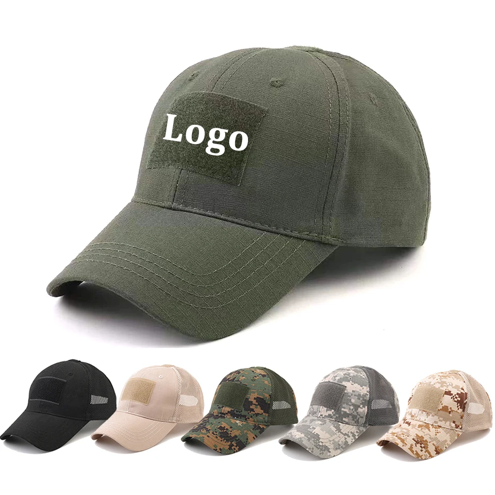 Custom Velcro Patch Outdoor Sports Cap Logo Embroidery Camo Cycling 6 Panels Baseball Caps Hats for Men