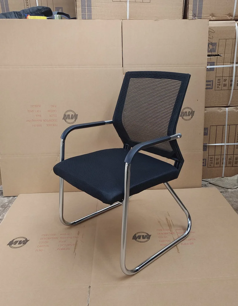 Spot Goods in Stock Wholesale Mesh Fabric Meeting Conference Office Chair Without Wheels Visitor Customer Reception