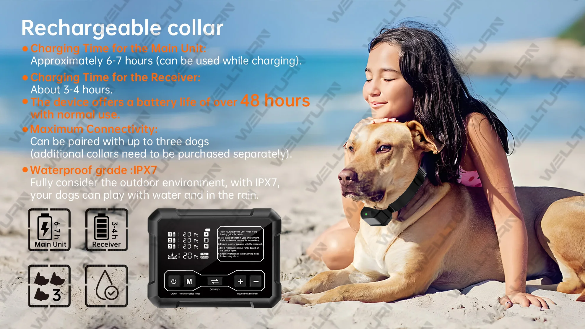 Wireless Fence Training Collar Wireless Dog Fence Portable Pets Safe Containment System for Outdoor,Yard,Indoor,Camping