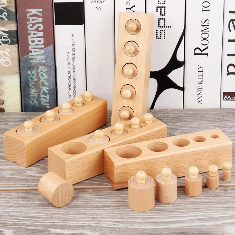 Wooden Cylinder Socket Blocks Toys Kids Montessori Toys Preschool Early Learning Educational Toys for Children Toddlers