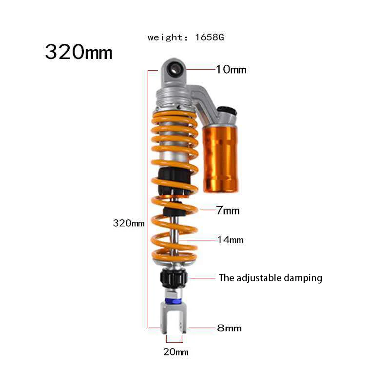 320 340 360MM Damping Adjustable Absorbers Aluminium Alloy Motorcycle Rear Shocks Absorber
