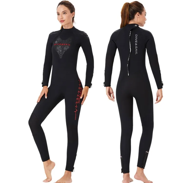 
5 MM New Design High Quality Double Lining Plush Keep Warm Wrist and Ankle Zippers Neoprene Full Bodys Surf Wetsuit Diving Suit 