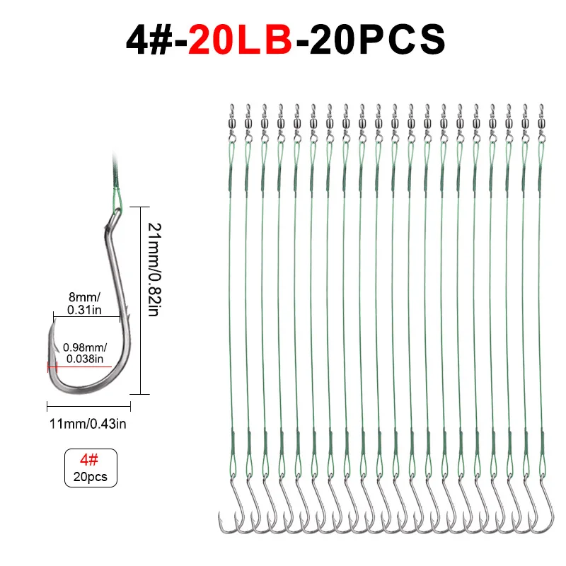NEW 20pcs 16cm/23cm Anti Bite Steel Fishing Line Steel Wire Leader With Swivel Fishing Accessory Lead Core Leash Fishing Wire