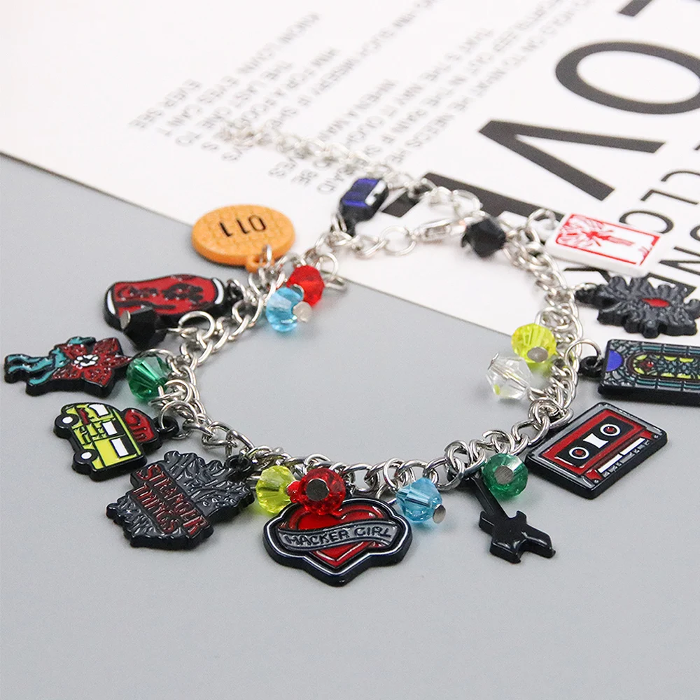 Anime Bracelet Stranger Things Stranger Things Bracelet Cannibal Flower Guitar Phonograph Pendant Alloy Bracelet