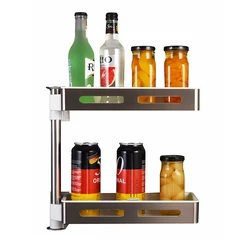 IKITCHEN Full set kitchen accessories wall hanging spice rack black/silver metal dish bowl plate organizer shelf