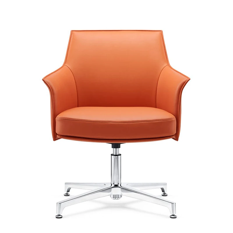 Luxury Brown Executive Armchair Swivel Reception Office Meeting Chair Mid Back Pu Leather Chair