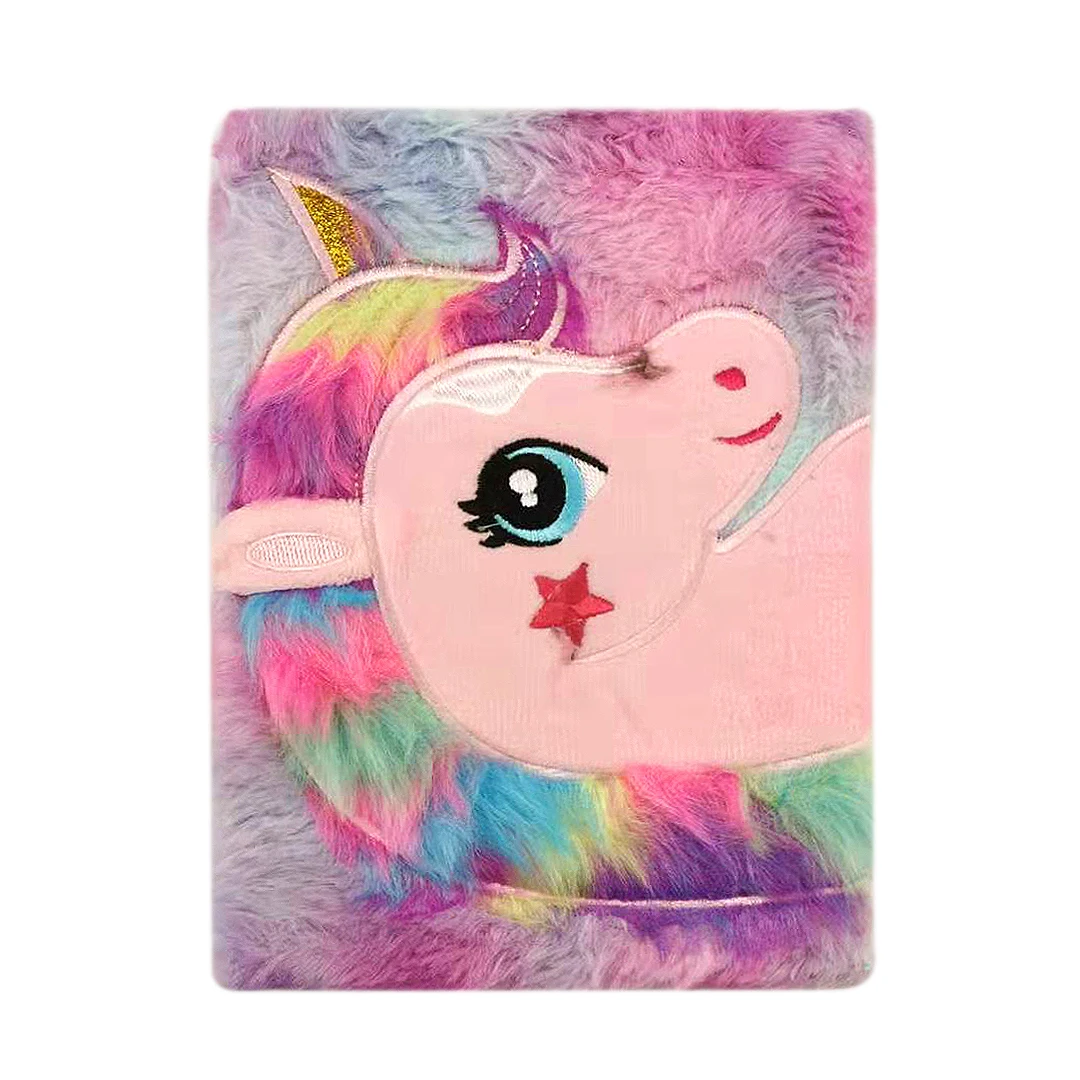Best Seller Small Notebooks A5 Newest Design Plush Journal Kids Planner Colorful Unicorn Notebook Plush Book For Gift