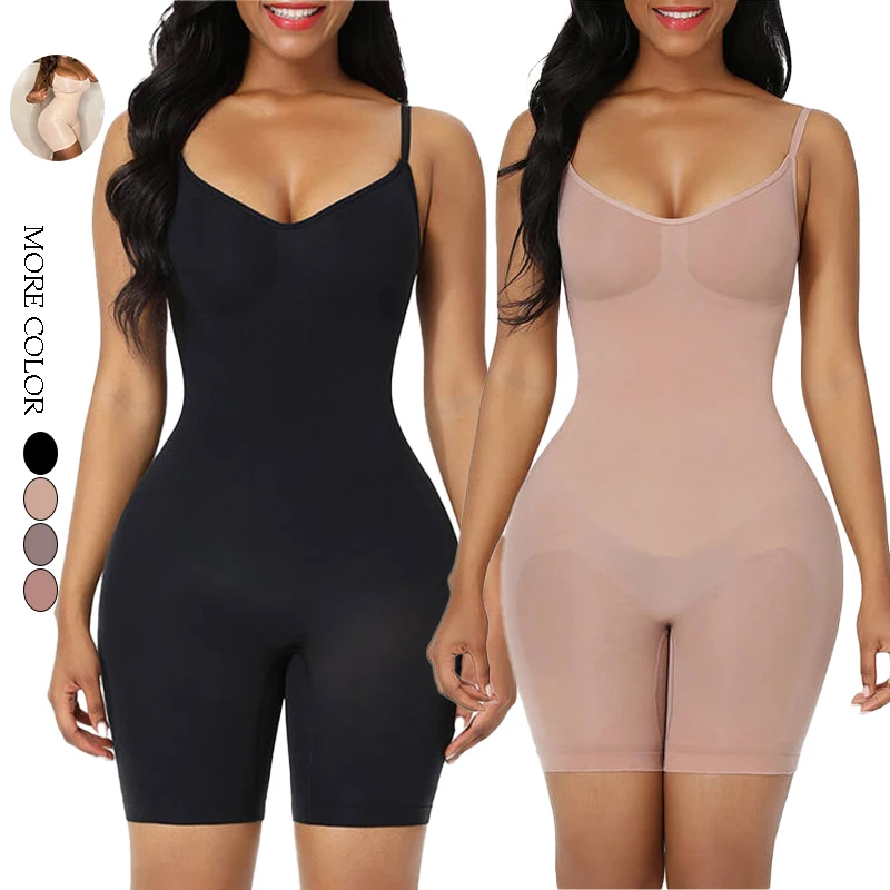 Hot Sexy Seamless Butt Lifting Abdominal Tummy Control Halter Full Body Shapewear Slimming Stretchy Romper Bodysuits For Women